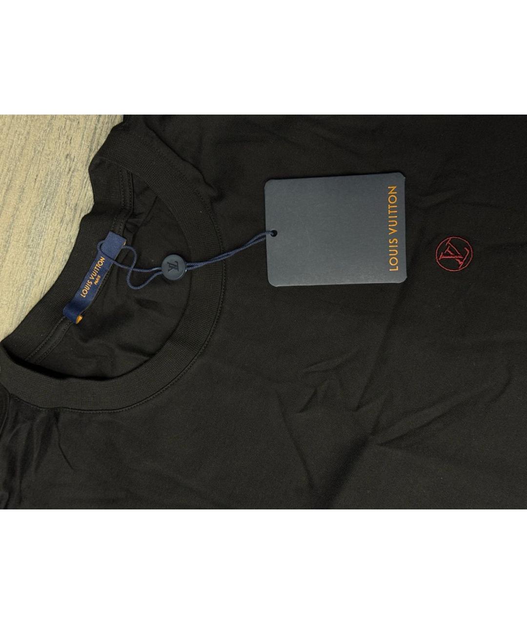 LOUIS VUITTON Черная хлопковая футболка, фото 2