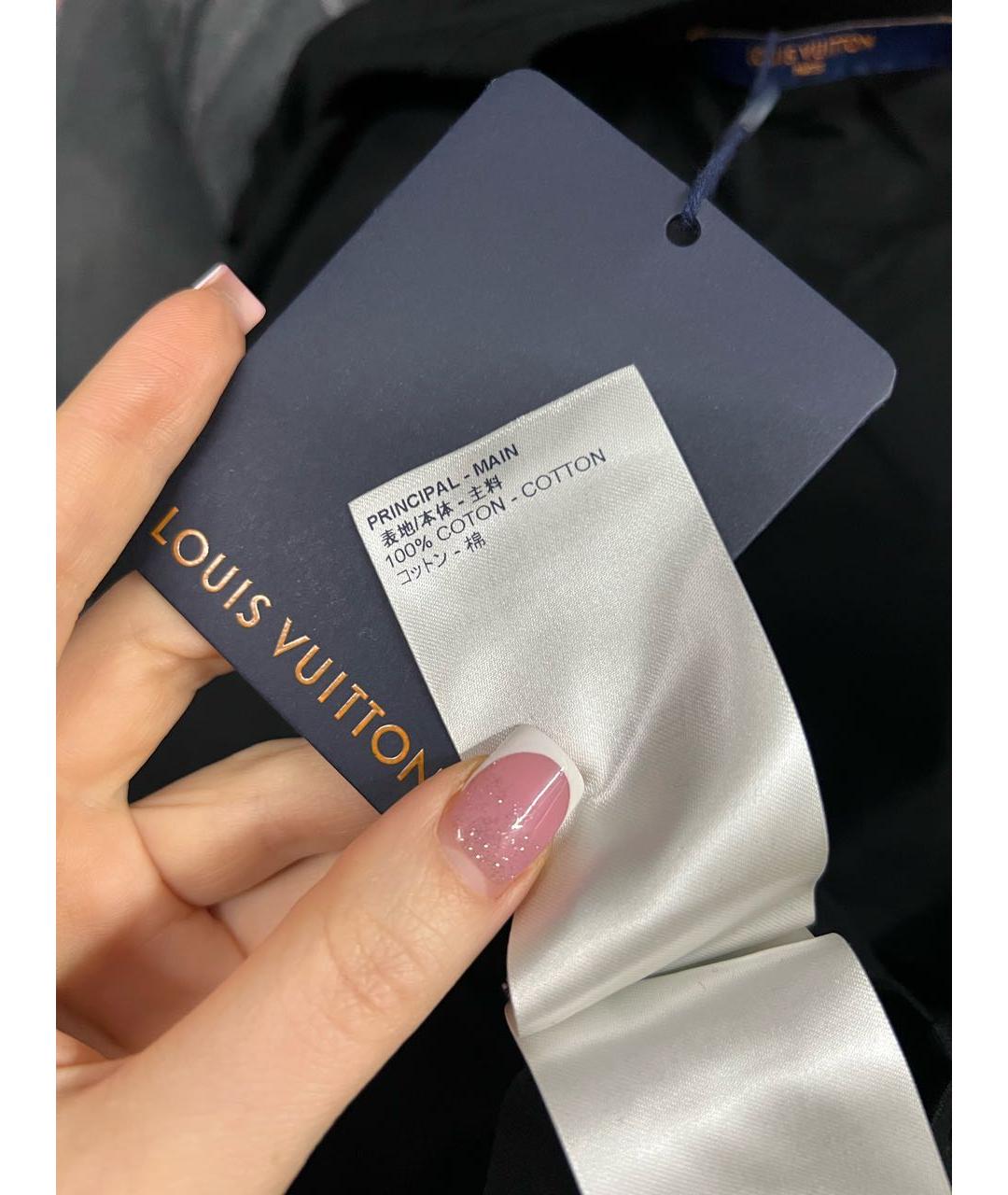 LOUIS VUITTON Черная хлопковая футболка, фото 5