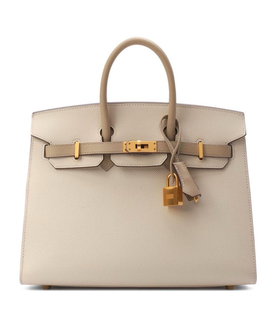 HERMES Бежевая кожаная сумка с короткими ручками, фото 4