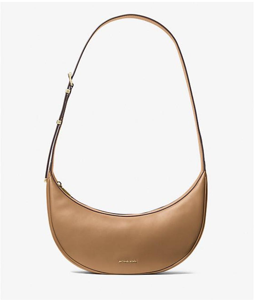 MICHAEL KORS Бежевая кожаная сумка через плечо, фото 7