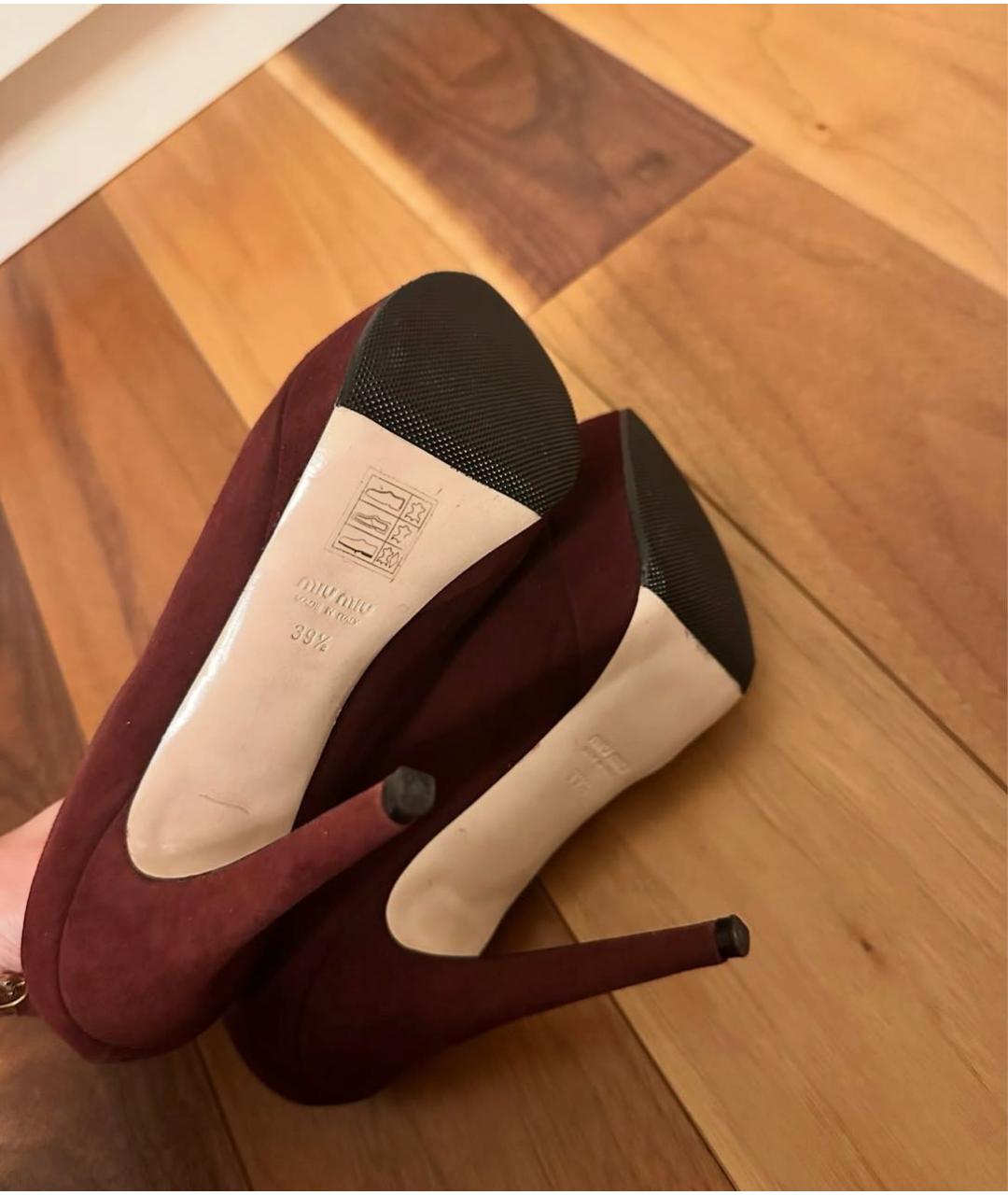 MIU MIU Бордовые замшевые туфли, фото 4