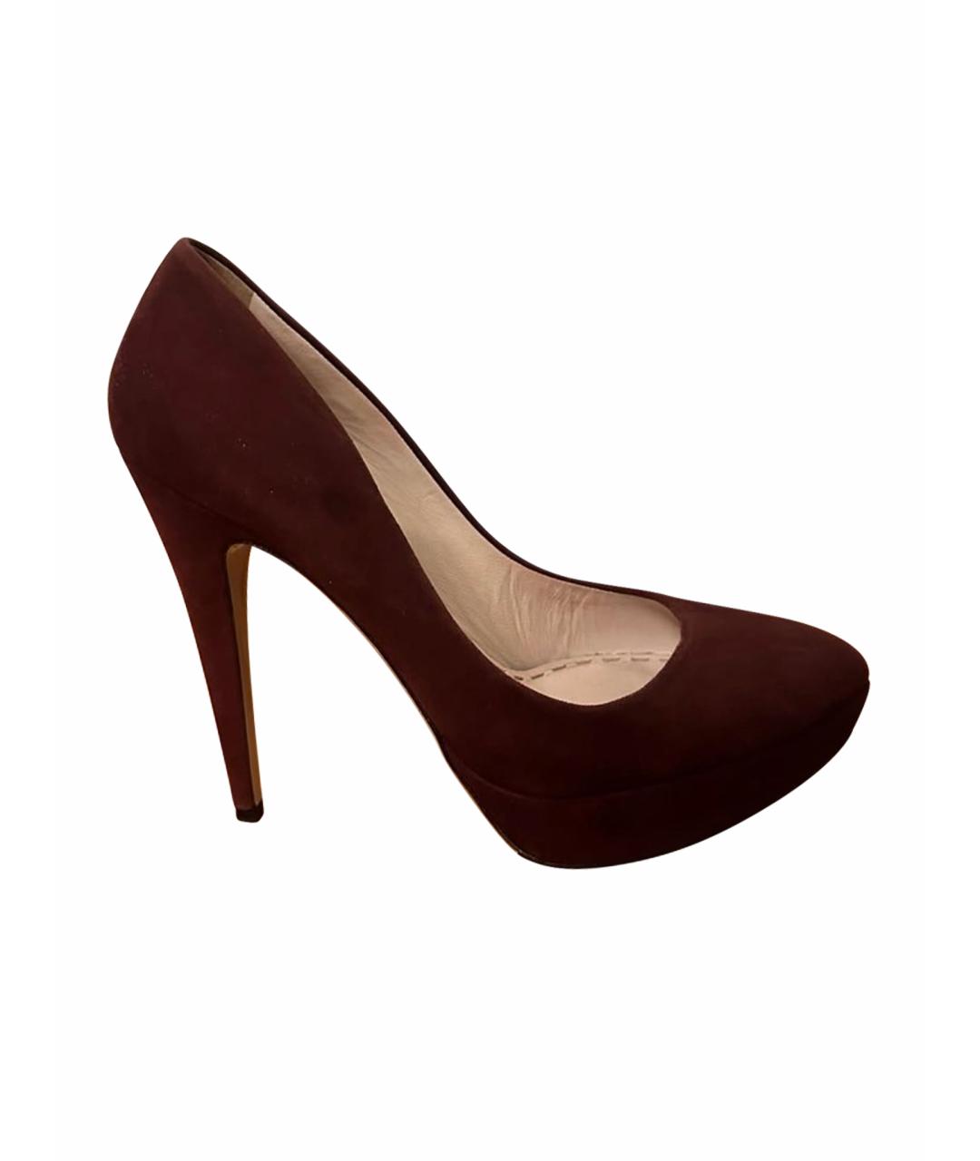 MIU MIU Бордовые замшевые туфли, фото 1