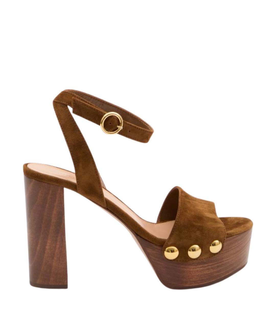 GIANVITO ROSSI Коричневые кожаные босоножки, фото 1