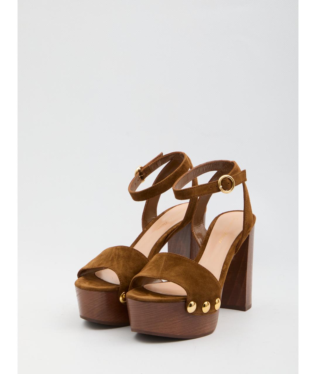 GIANVITO ROSSI Коричневые кожаные босоножки, фото 2