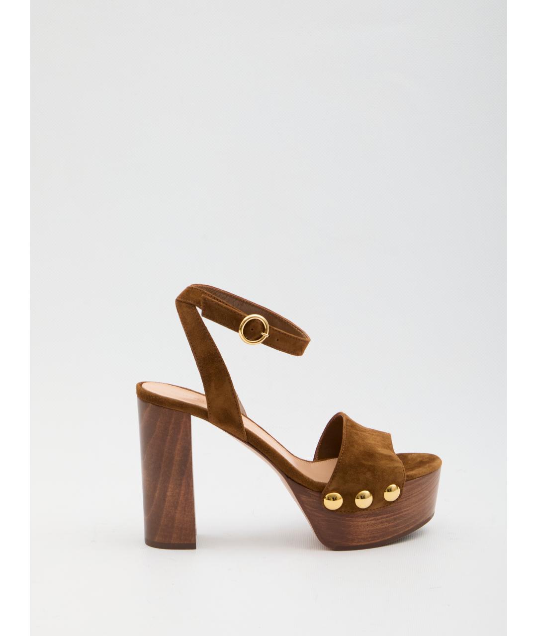 GIANVITO ROSSI Коричневые кожаные босоножки, фото 5