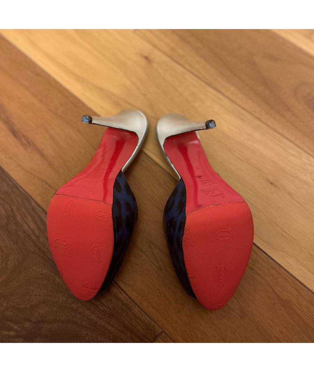 CHRISTIAN LOUBOUTIN Темно-синие кожаные мюли, фото 5