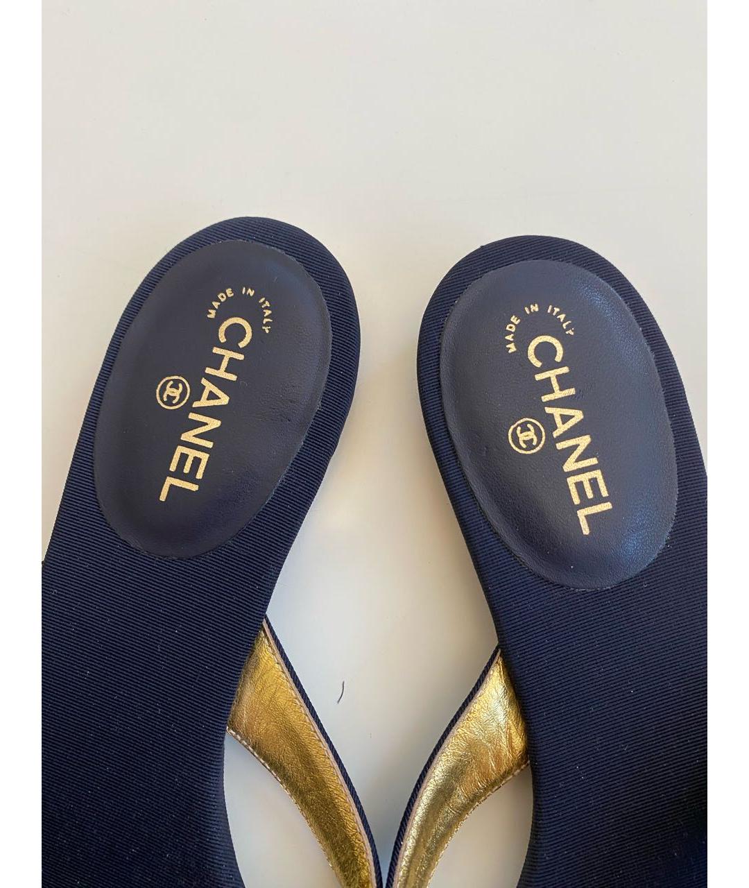 CHANEL Черные текстильные шлепанцы, фото 4