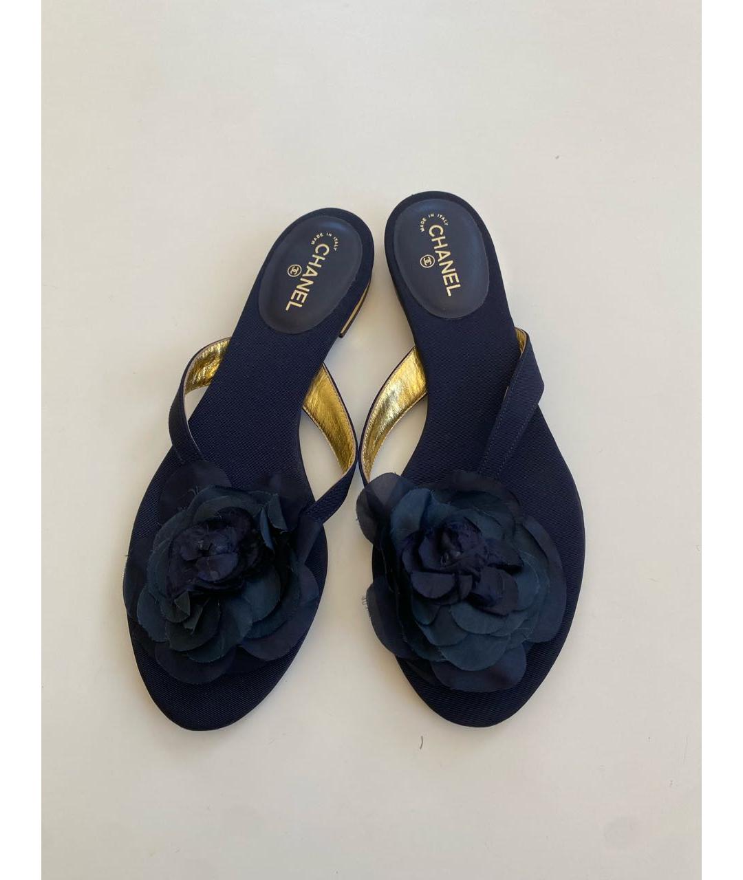 CHANEL Черные текстильные шлепанцы, фото 3