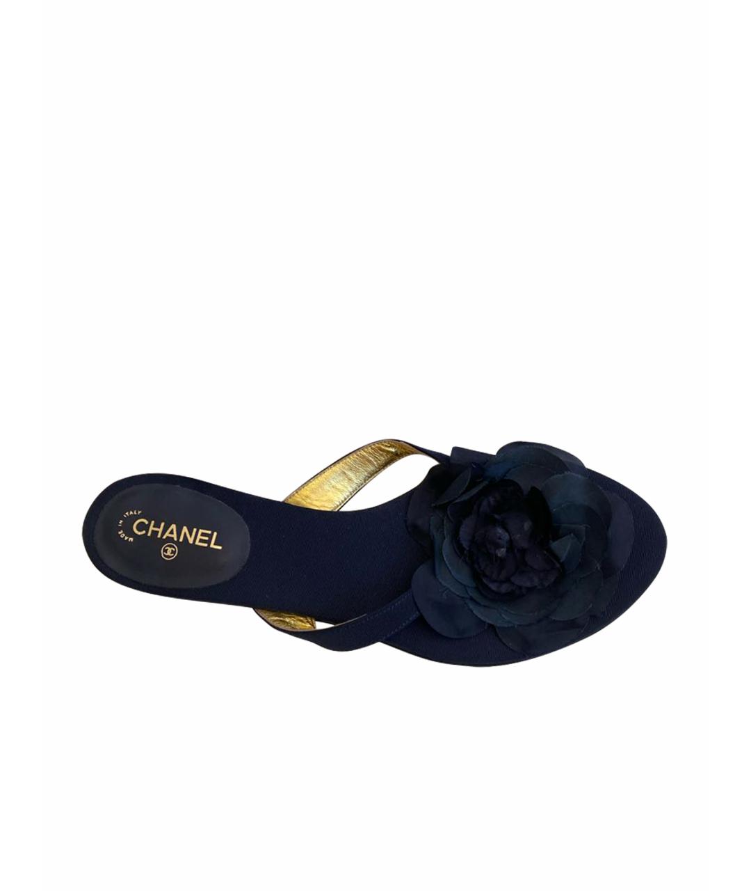 CHANEL Черные текстильные шлепанцы, фото 9