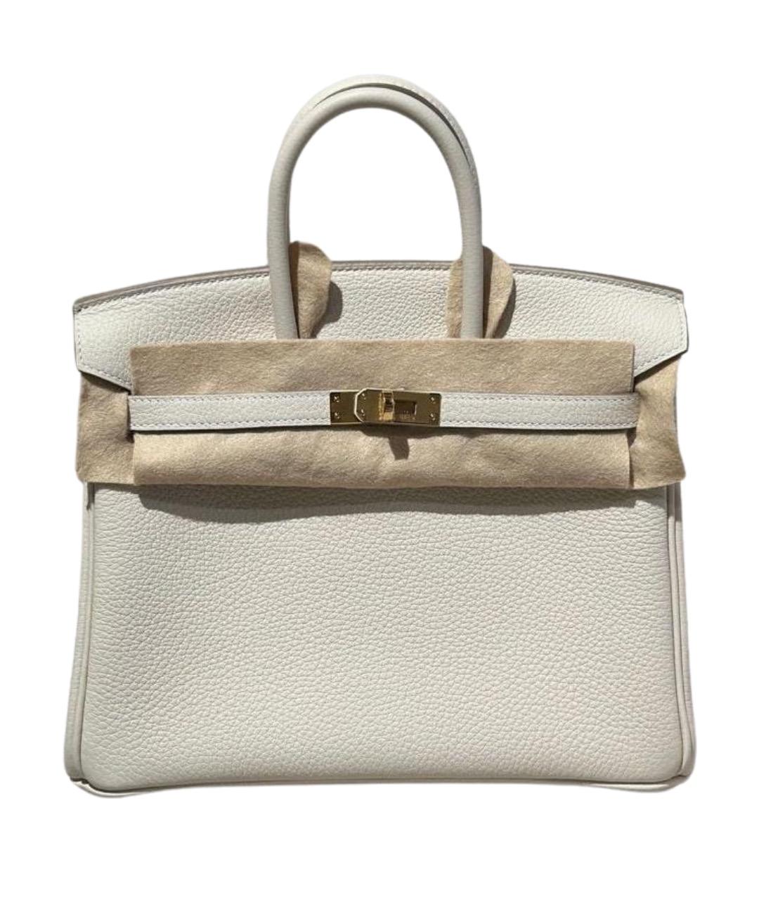 HERMES Бежевая кожаная сумка с короткими ручками, фото 1