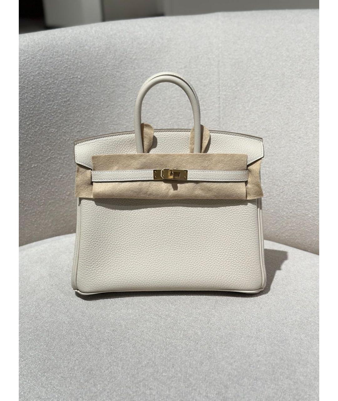 HERMES Бежевая кожаная сумка с короткими ручками, фото 5