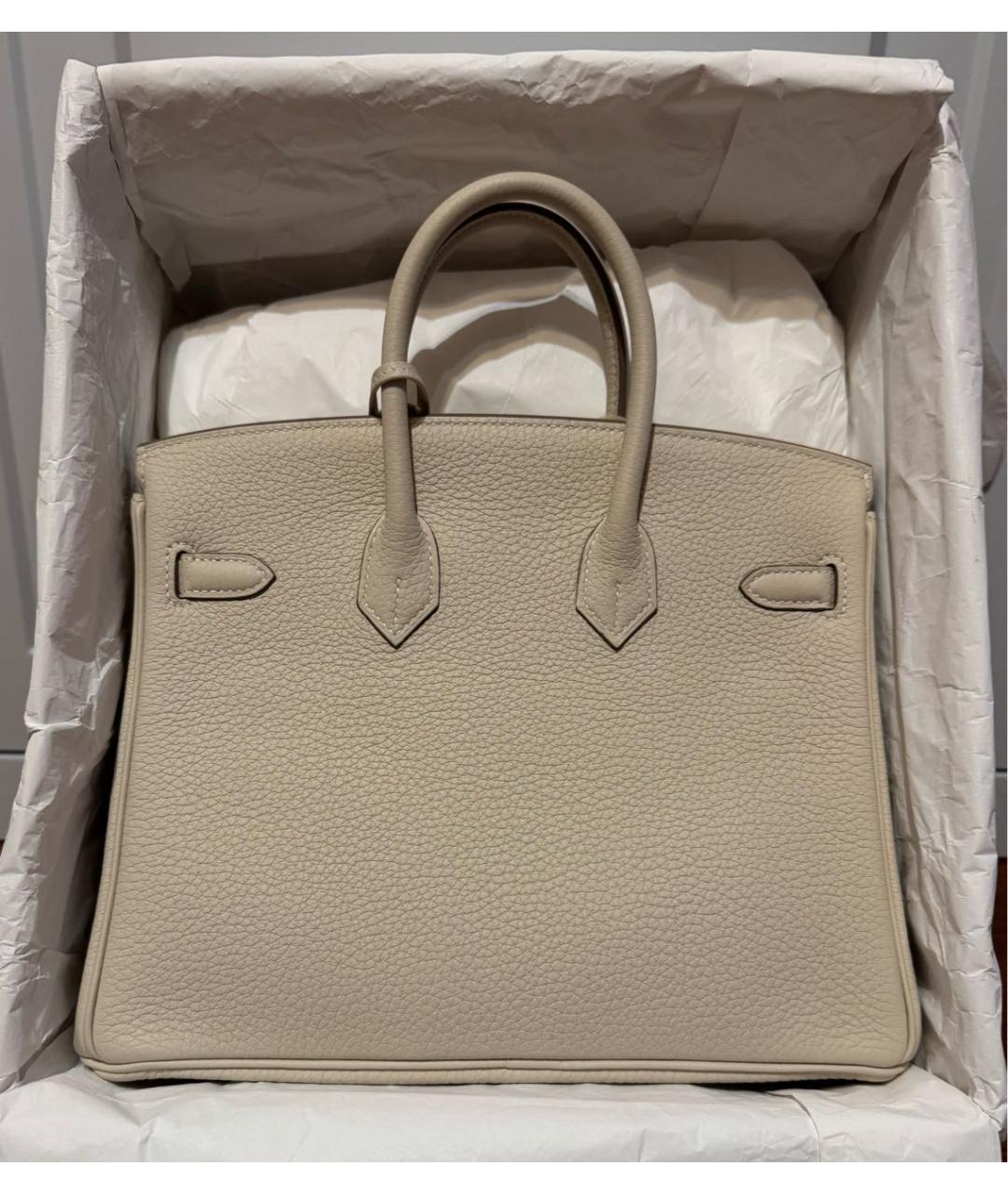 HERMES Бежевая кожаная сумка с короткими ручками, фото 3