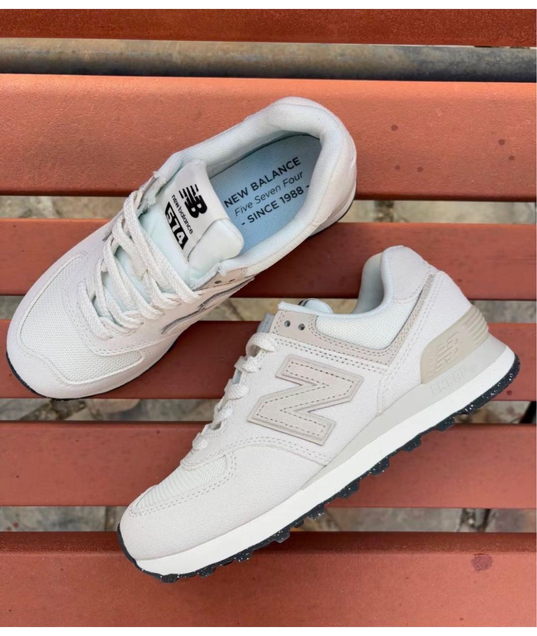 NEW BALANCE Бежевые замшевые низкие кроссовки / кеды, фото 2