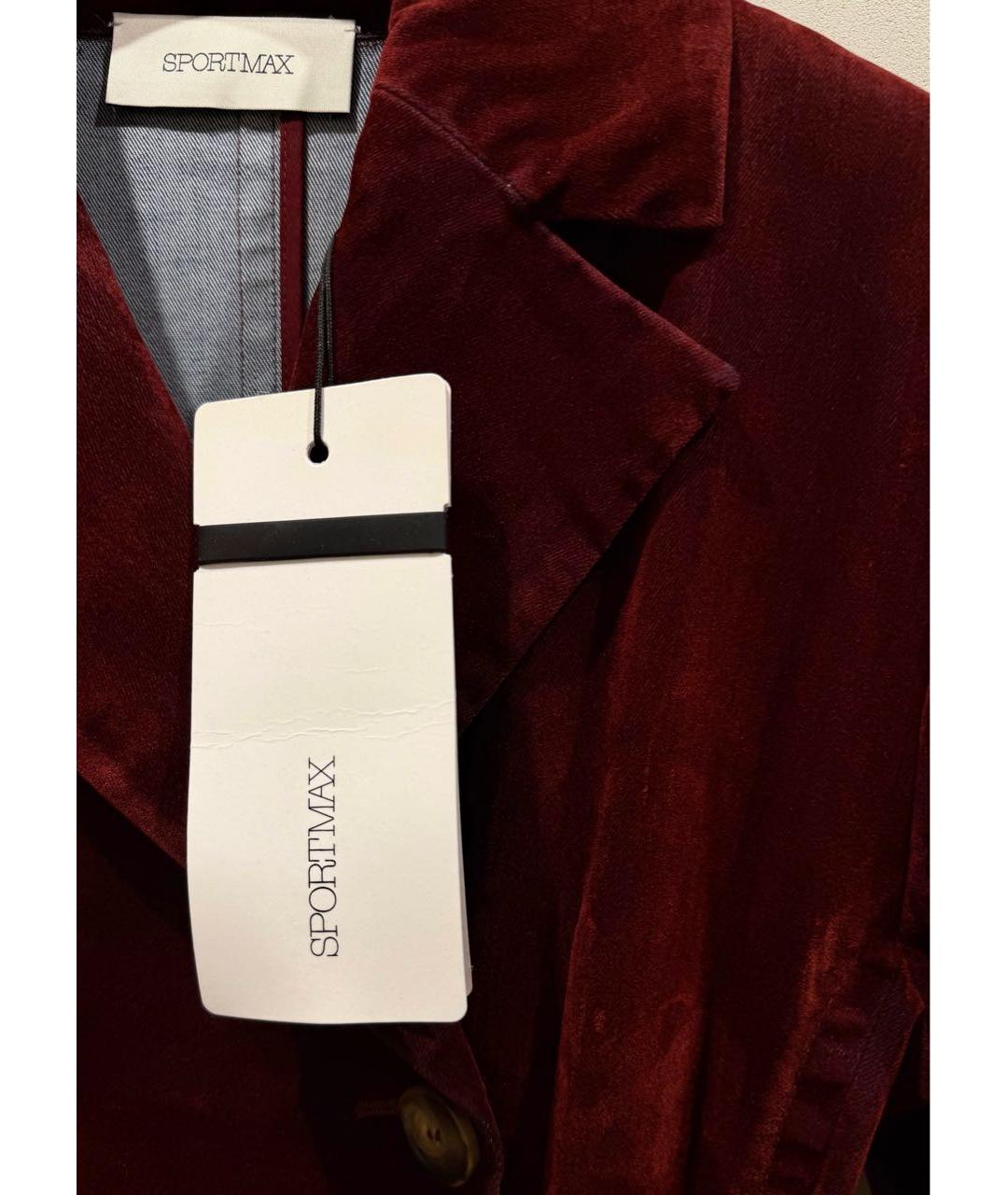 SPORTMAX Бордовый хлопко-эластановый тренч/плащ, фото 4