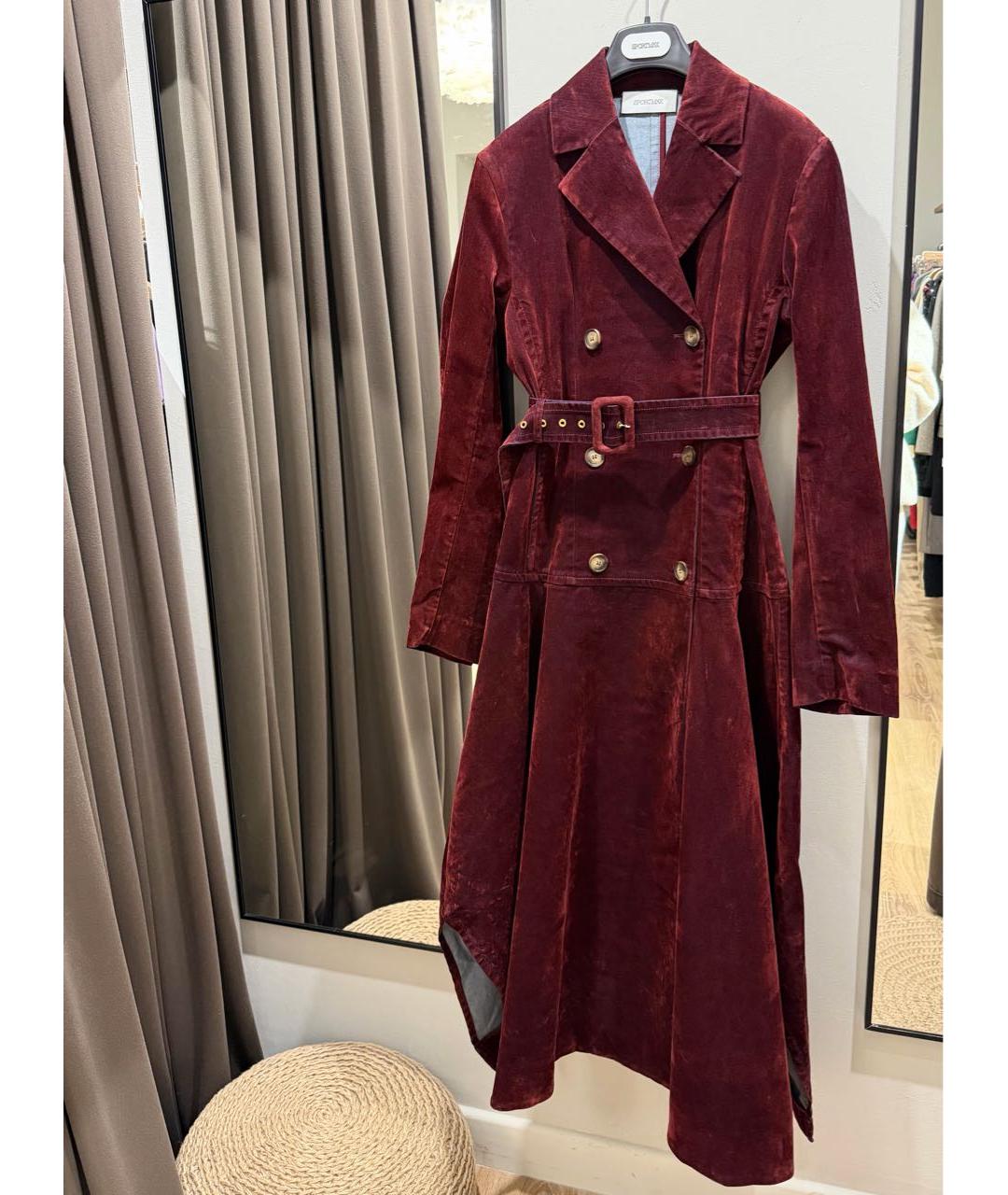 SPORTMAX Бордовый хлопко-эластановый тренч/плащ, фото 9