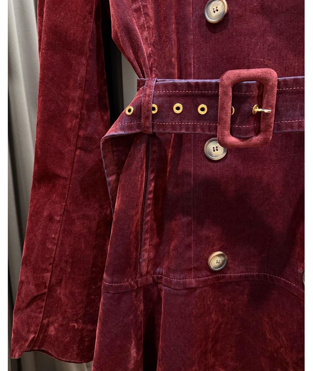 SPORTMAX Бордовый хлопко-эластановый тренч/плащ, фото 5