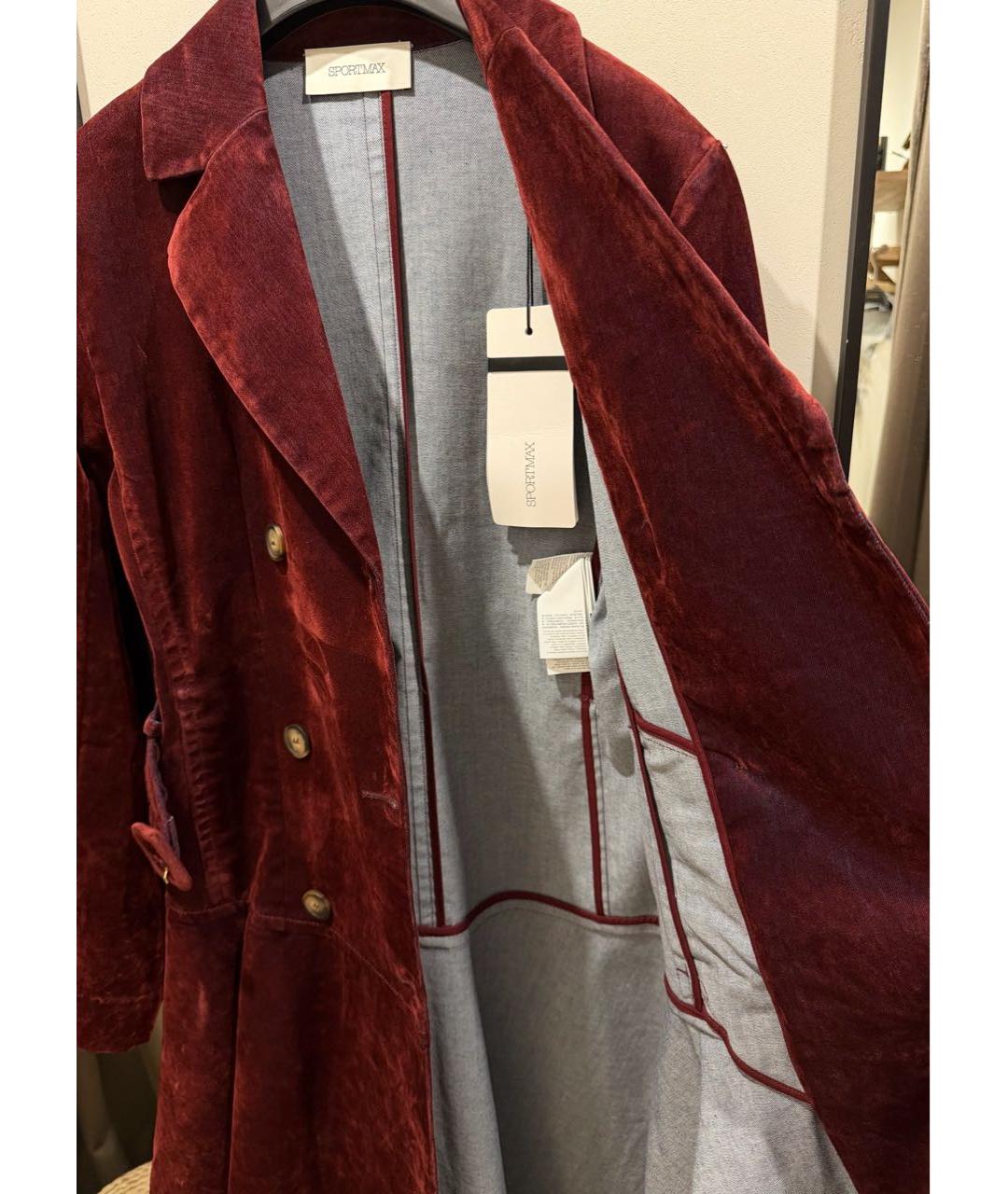 SPORTMAX Бордовый хлопко-эластановый тренч/плащ, фото 7