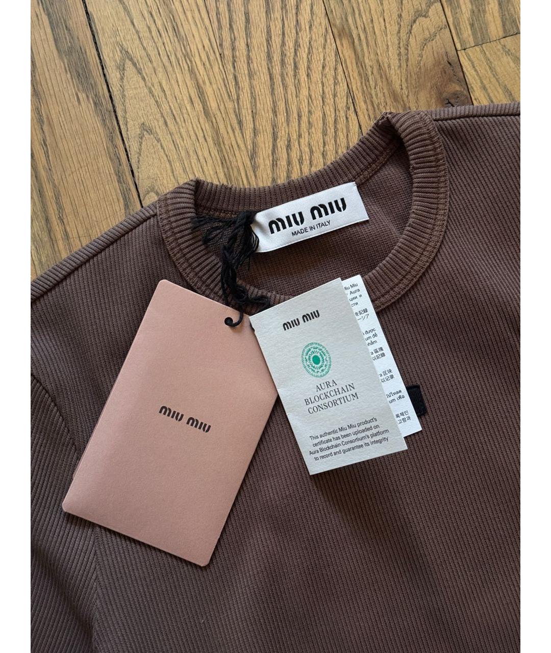 MIU MIU Коричневая футболка, фото 3