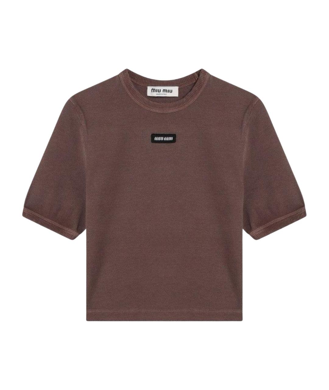 MIU MIU Коричневая футболка, фото 1