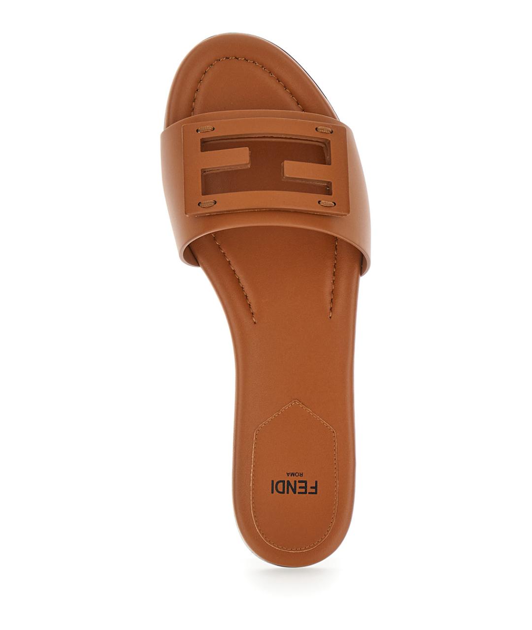 FENDI Коричневые кожаные сандалии, фото 4