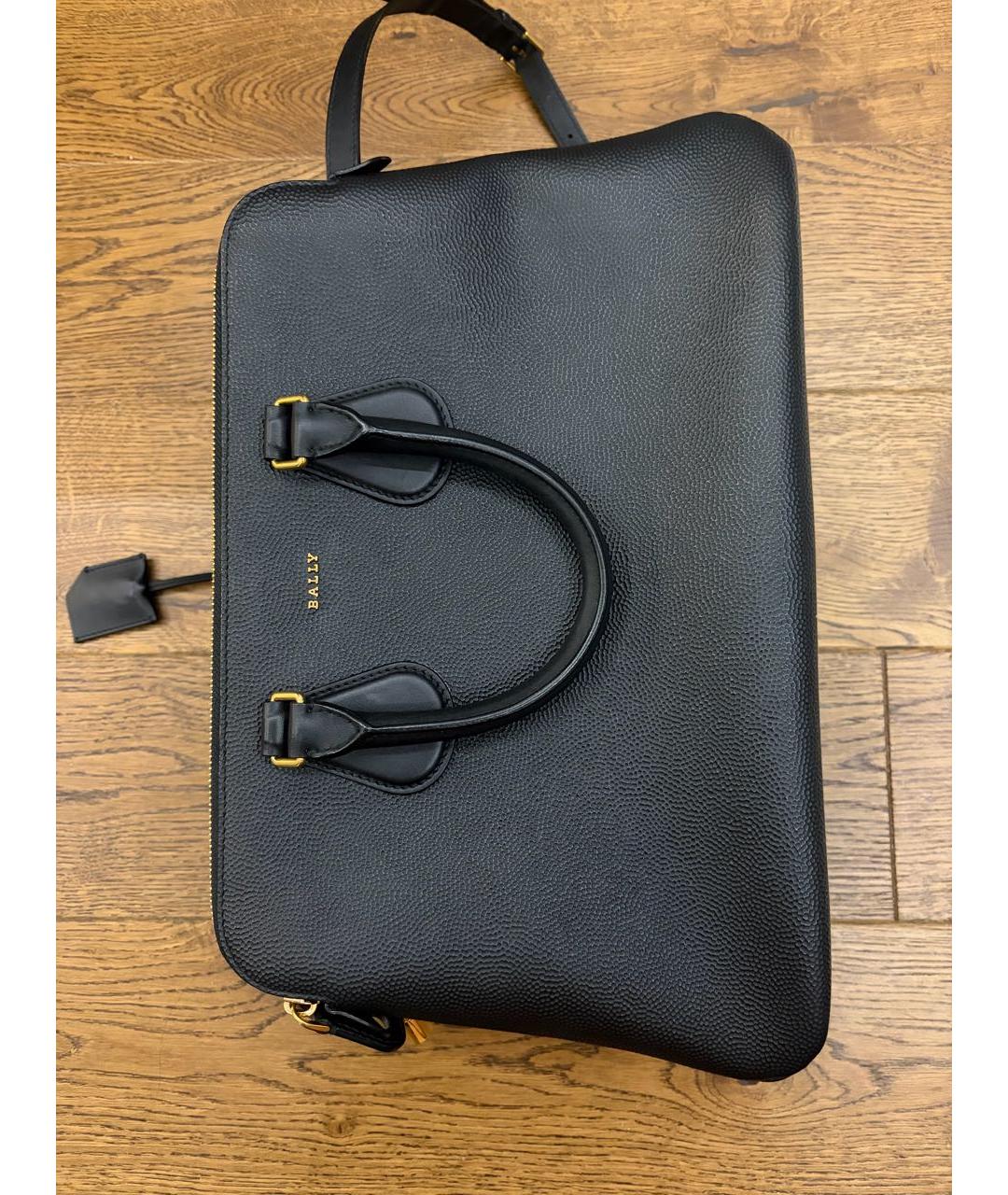 BALLY Черная кожаная сумка с короткими ручками, фото 7