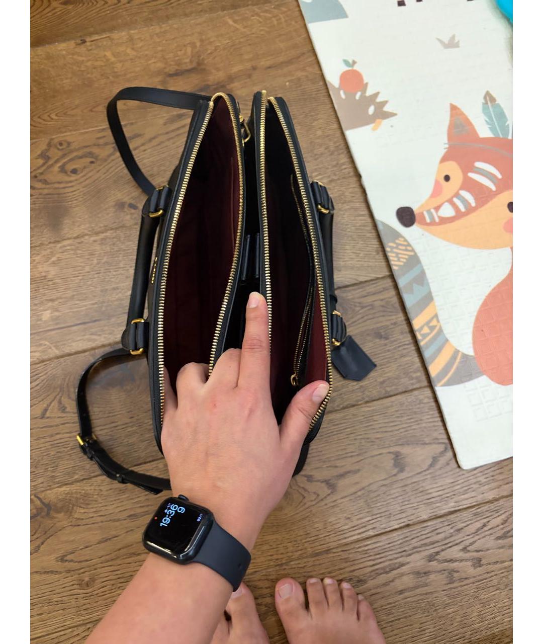 BALLY Черная кожаная сумка с короткими ручками, фото 6