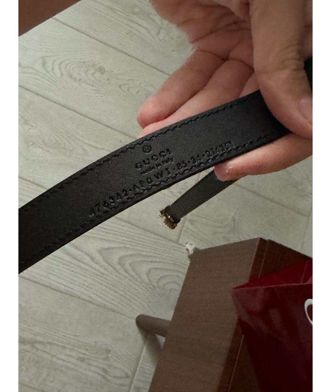 GUCCI Черный кожаный ремень, фото 3