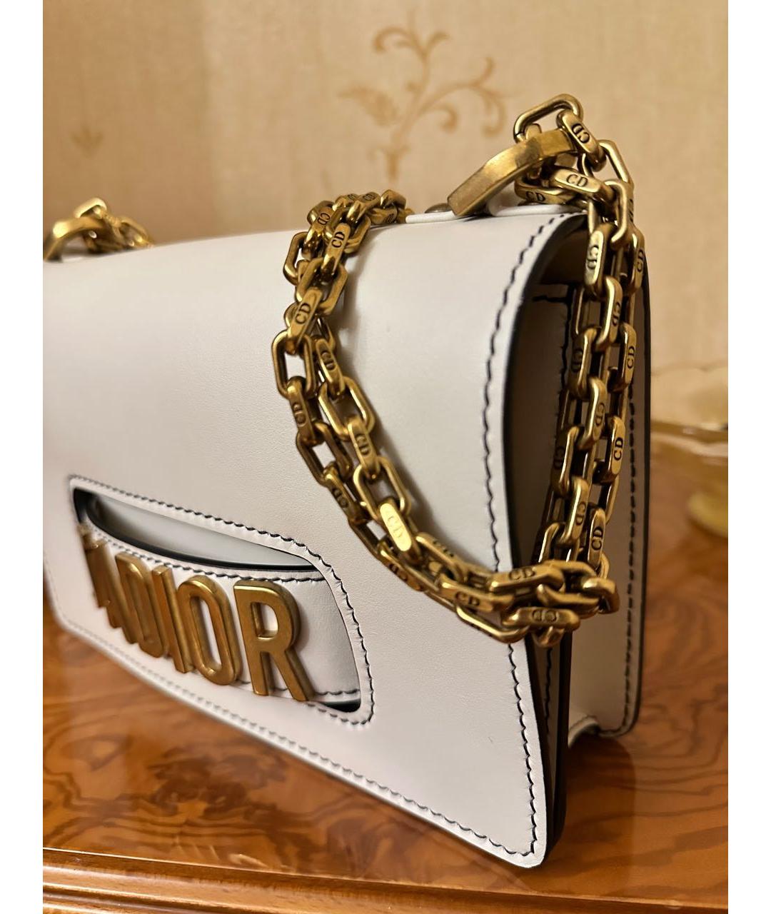 CHRISTIAN DIOR Белая кожаная сумка через плечо, фото 2