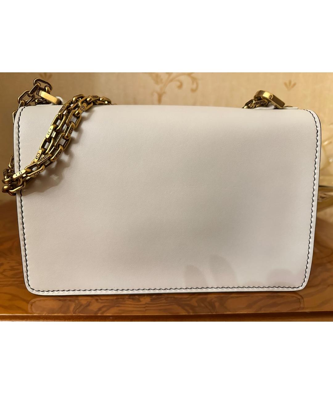 CHRISTIAN DIOR Белая кожаная сумка через плечо, фото 3
