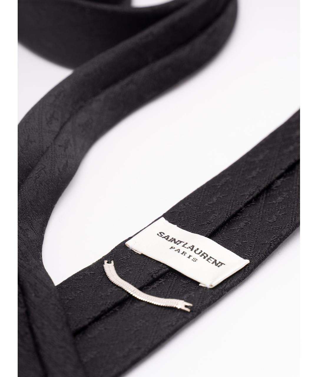 SAINT LAURENT Черный шелковый галстук, фото 2