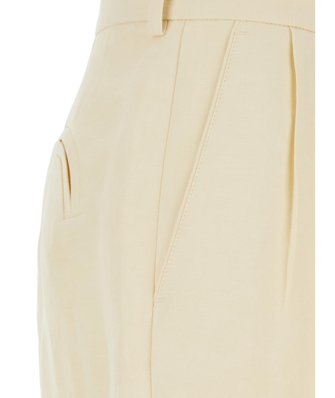 BLAZE MILANO Бежевые льняные прямые брюки, фото 3