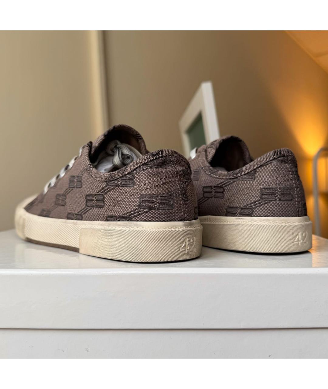 BALENCIAGA Бежевые текстильные низкие кроссовки / кеды, фото 4