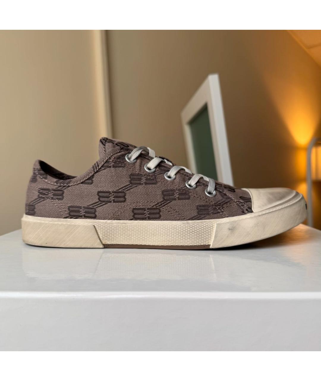 BALENCIAGA Бежевые текстильные низкие кроссовки / кеды, фото 8