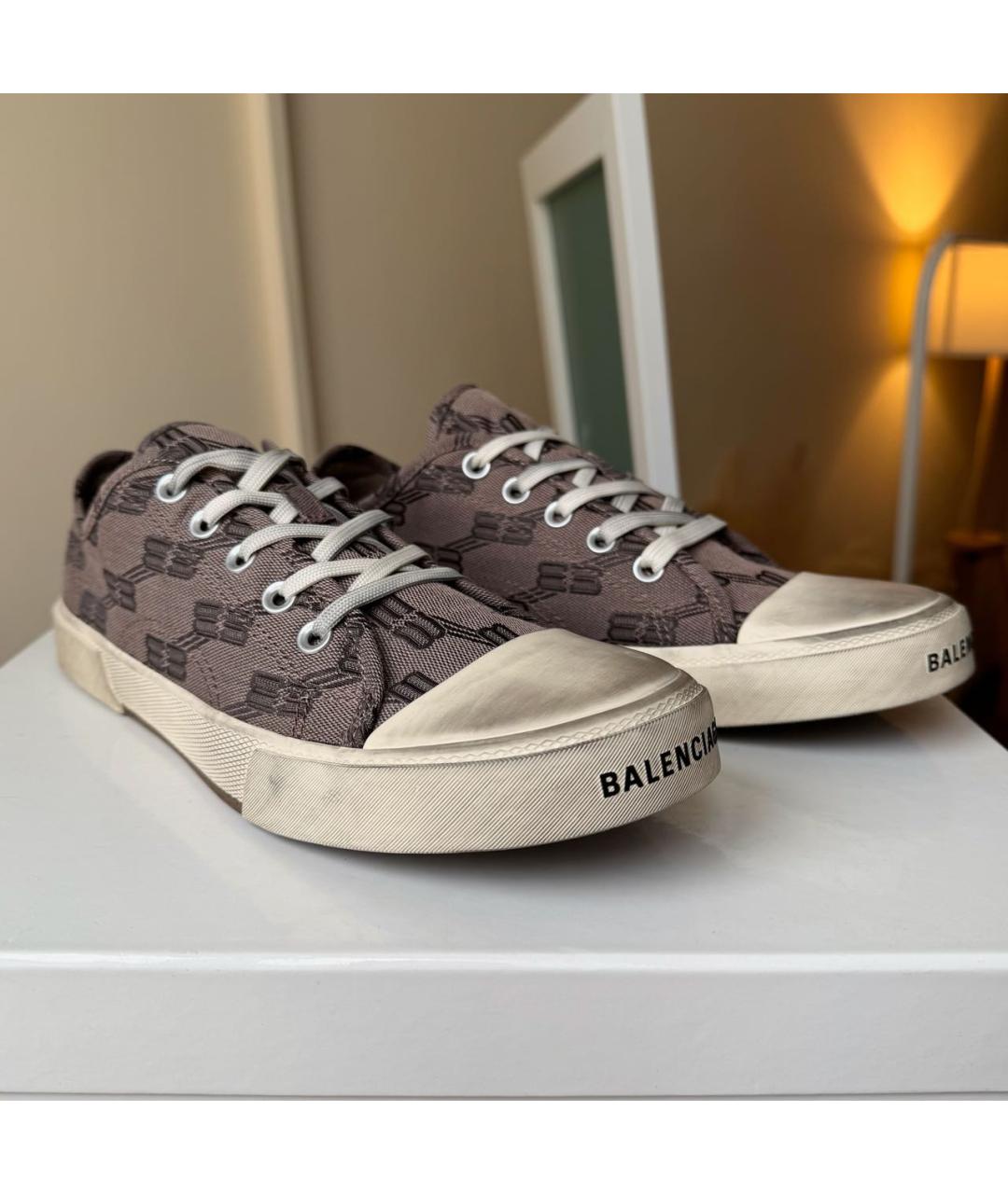 BALENCIAGA Бежевые текстильные низкие кроссовки / кеды, фото 2