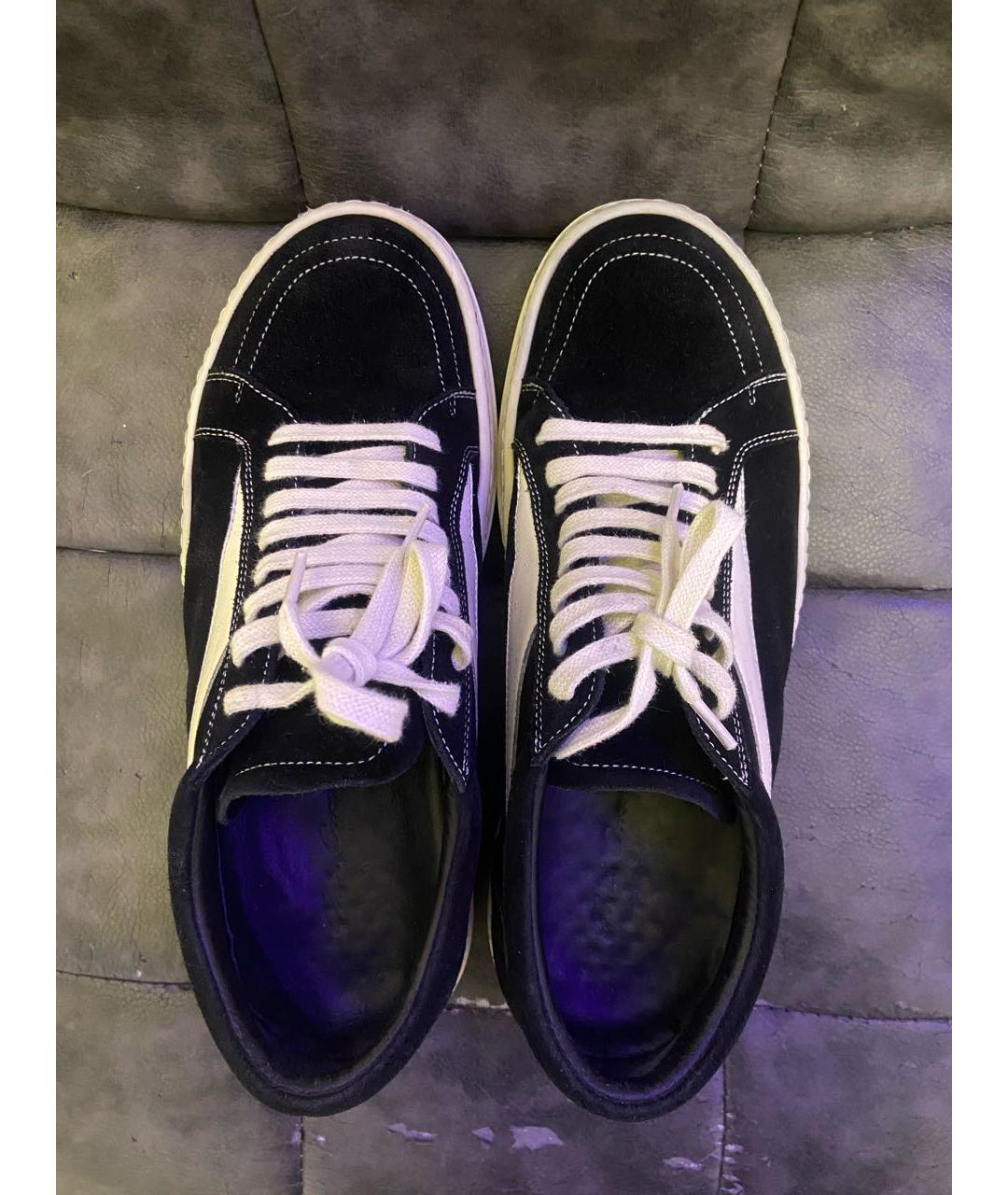 RICK OWENS Черные замшевые низкие кроссовки / кеды, фото 3