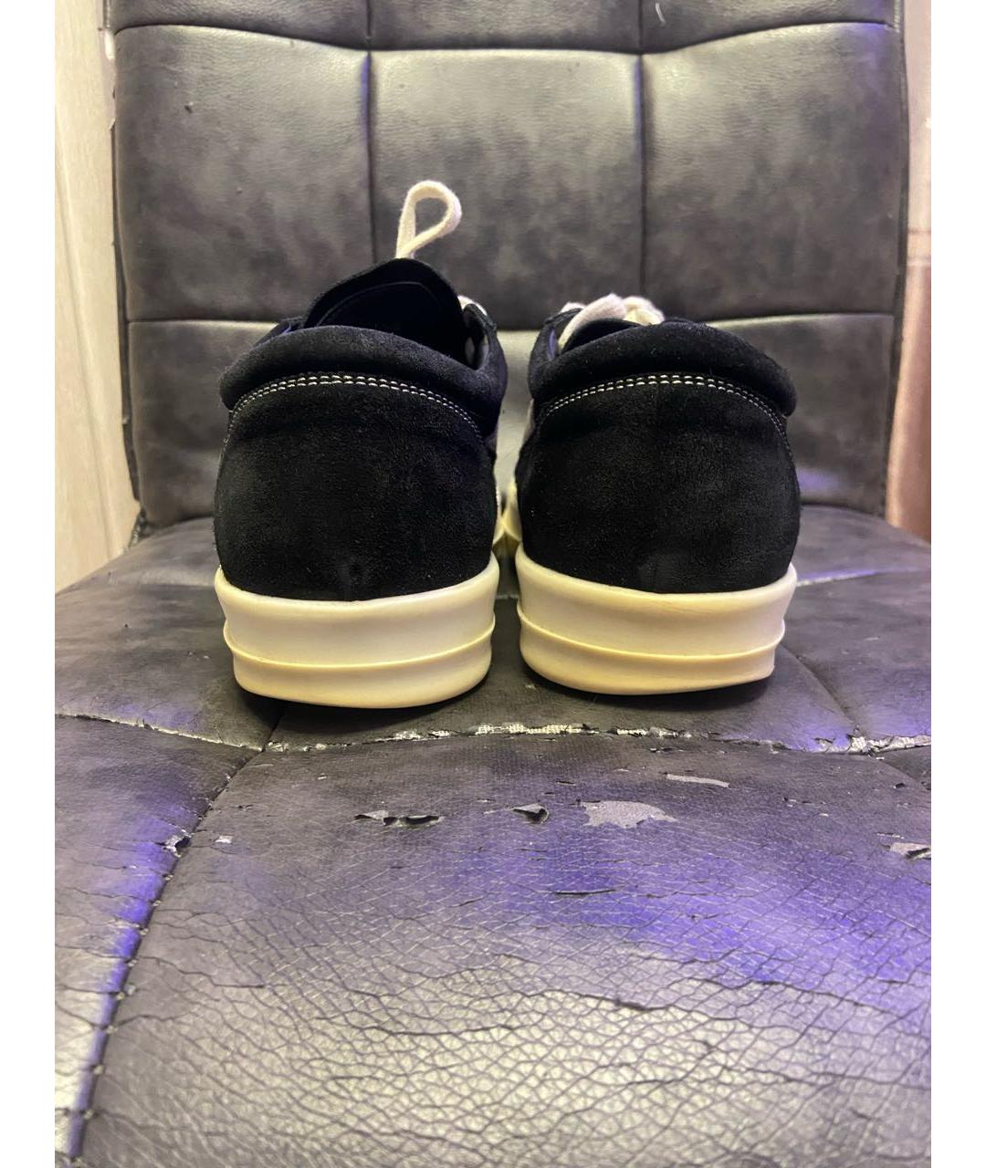 RICK OWENS Черные замшевые низкие кроссовки / кеды, фото 4