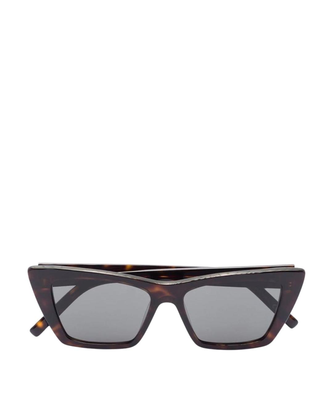 SAINT LAURENT Коричневые пластиковые солнцезащитные очки, фото 1