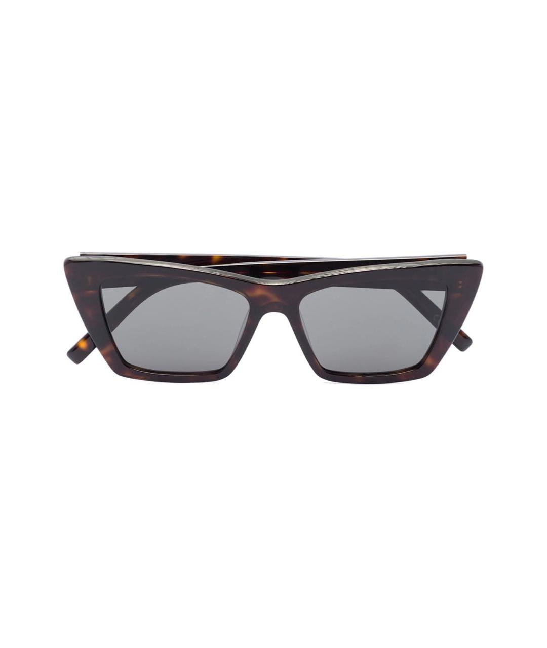 SAINT LAURENT Коричневые пластиковые солнцезащитные очки, фото 7