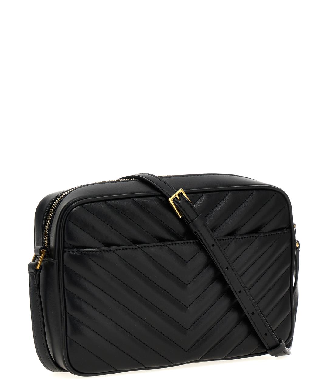 SAINT LAURENT Черная кожаная сумка через плечо, фото 2