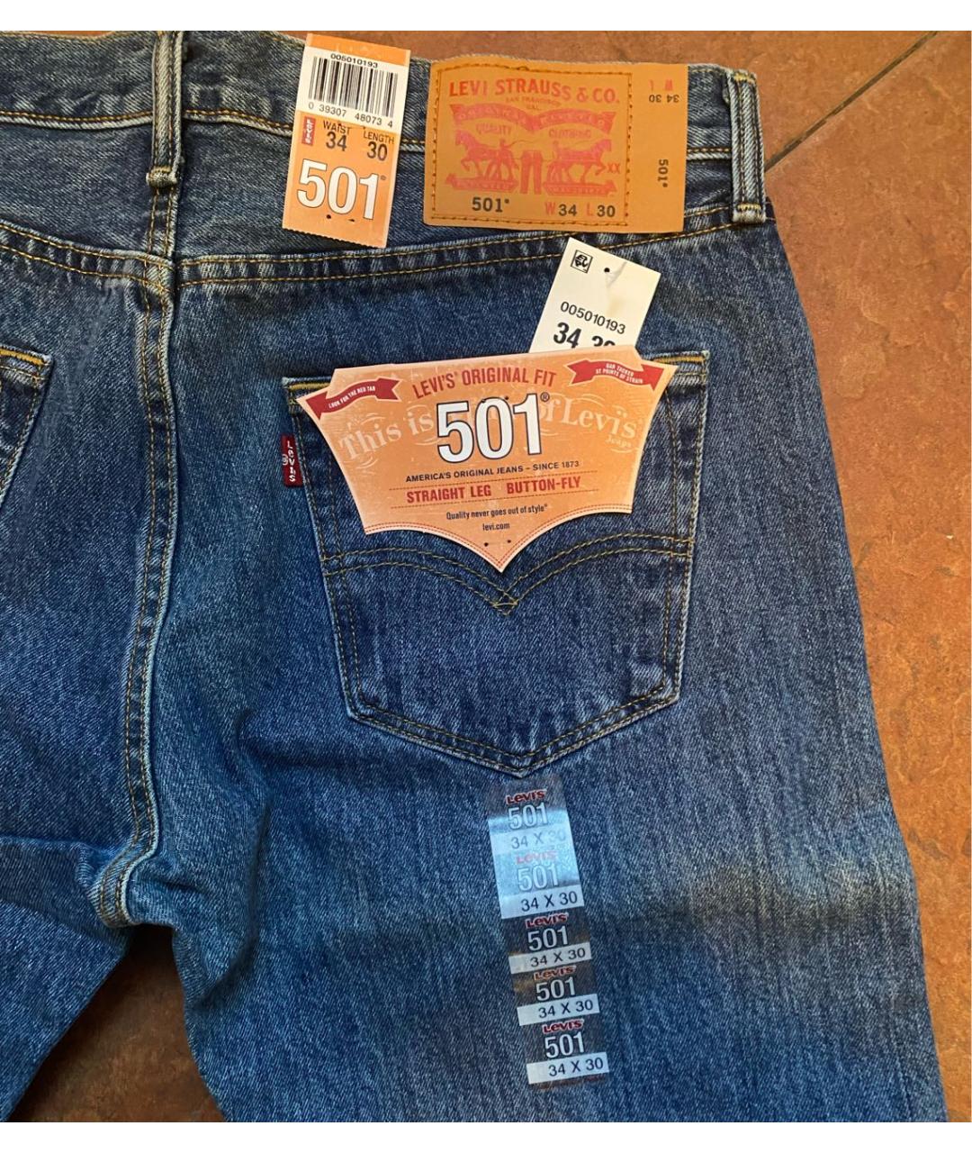 LEVI'S Темно-синие хлопковые прямые джинсы, фото 4