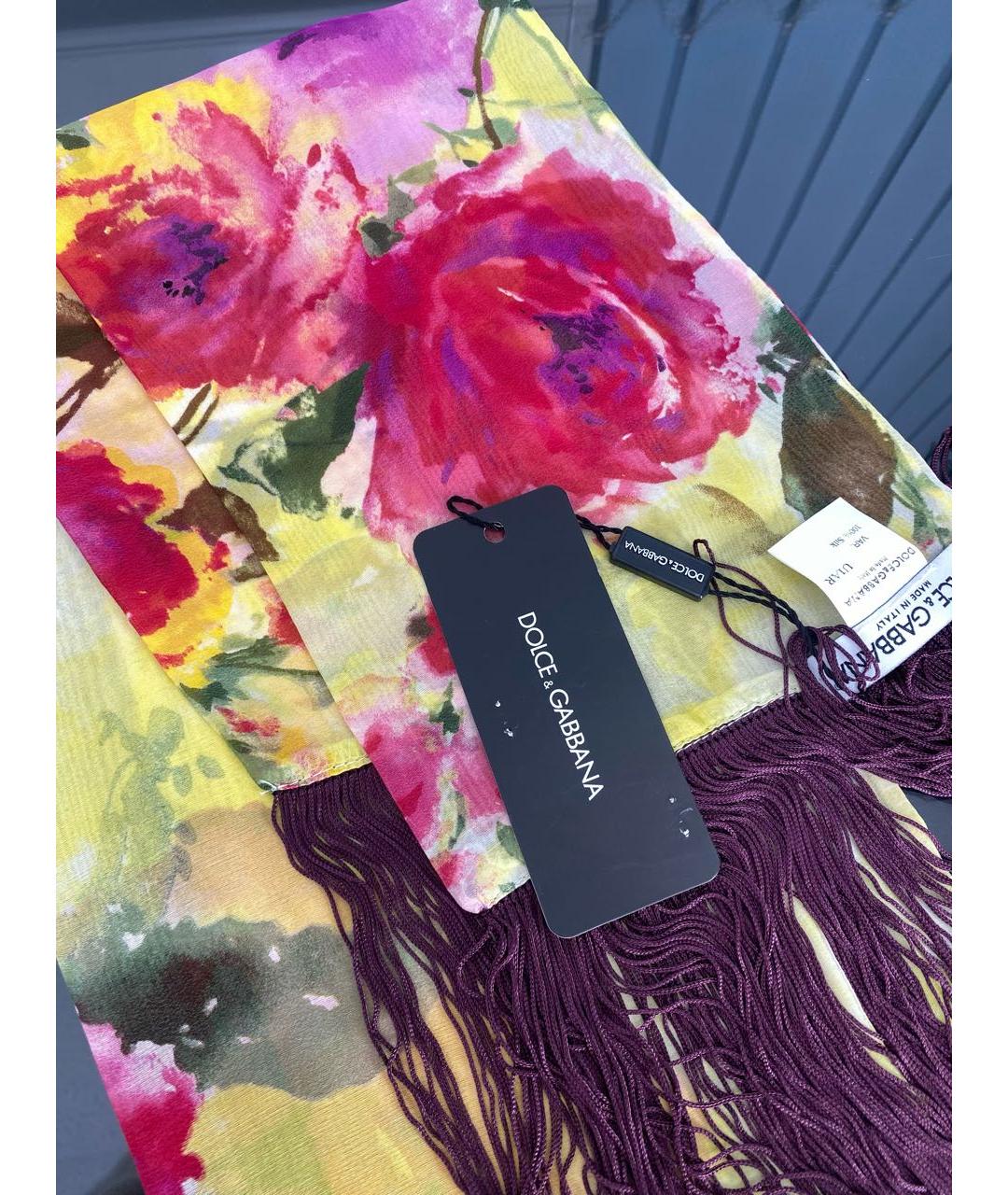 DOLCE&GABBANA Мульти шелковый шарф, фото 2