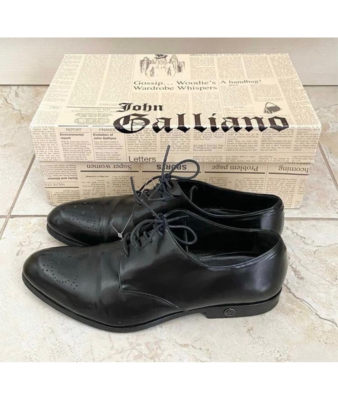 JOHN GALLIANO Черные кожаные туфли, фото 2