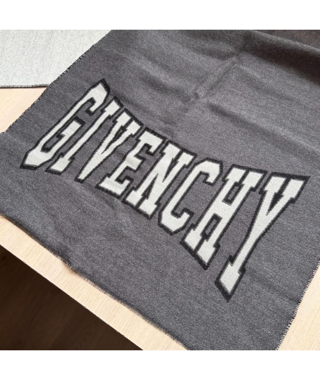 GIVENCHY Серый шерстяной шарф, фото 3