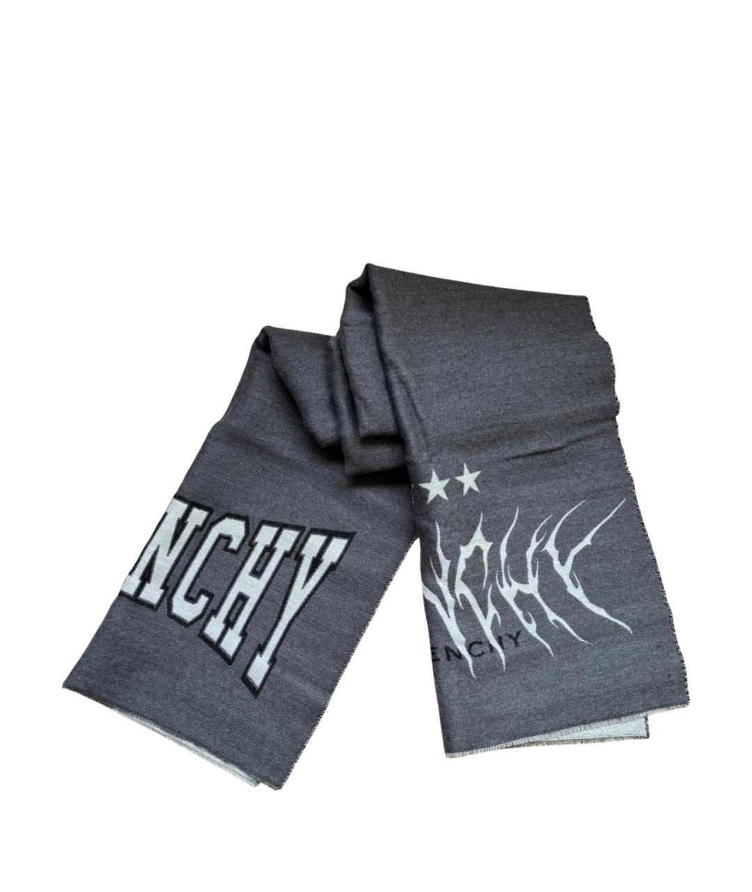 GIVENCHY Серый шерстяной шарф, фото 1