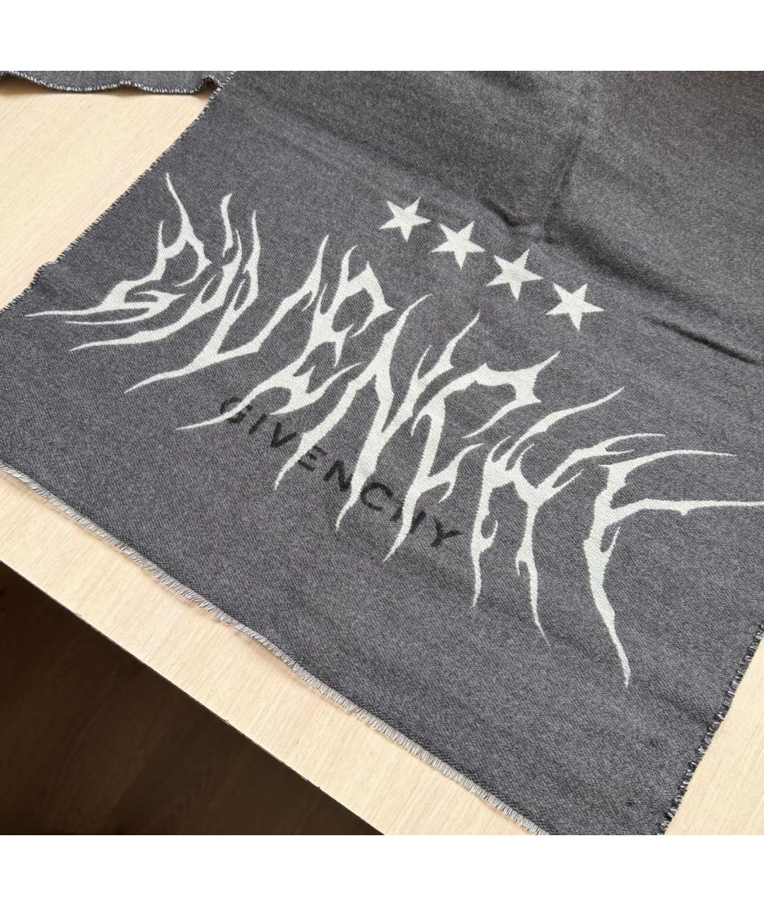 GIVENCHY Серый шерстяной шарф, фото 2