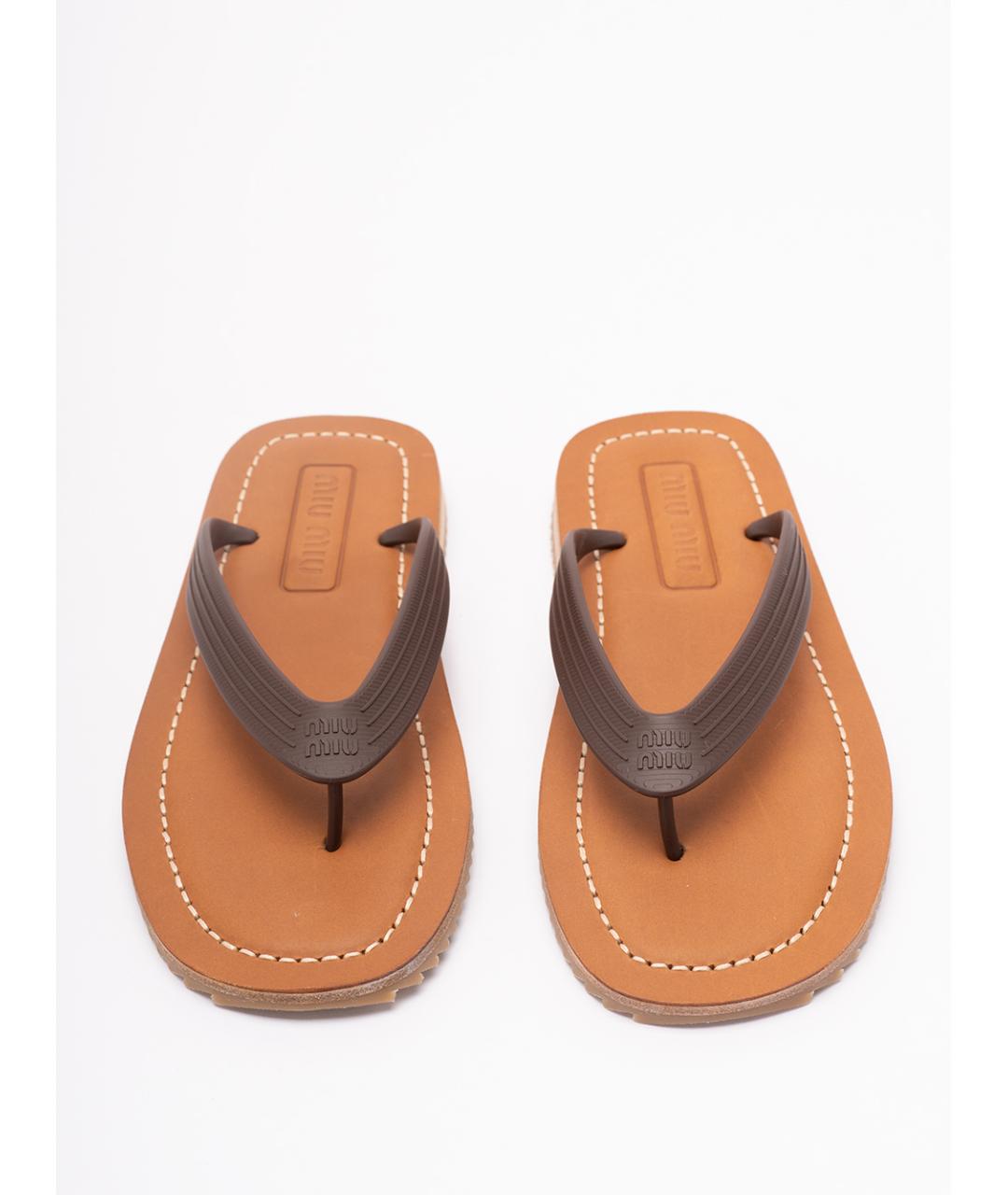MIU MIU Коричневые шлепанцы, фото 6