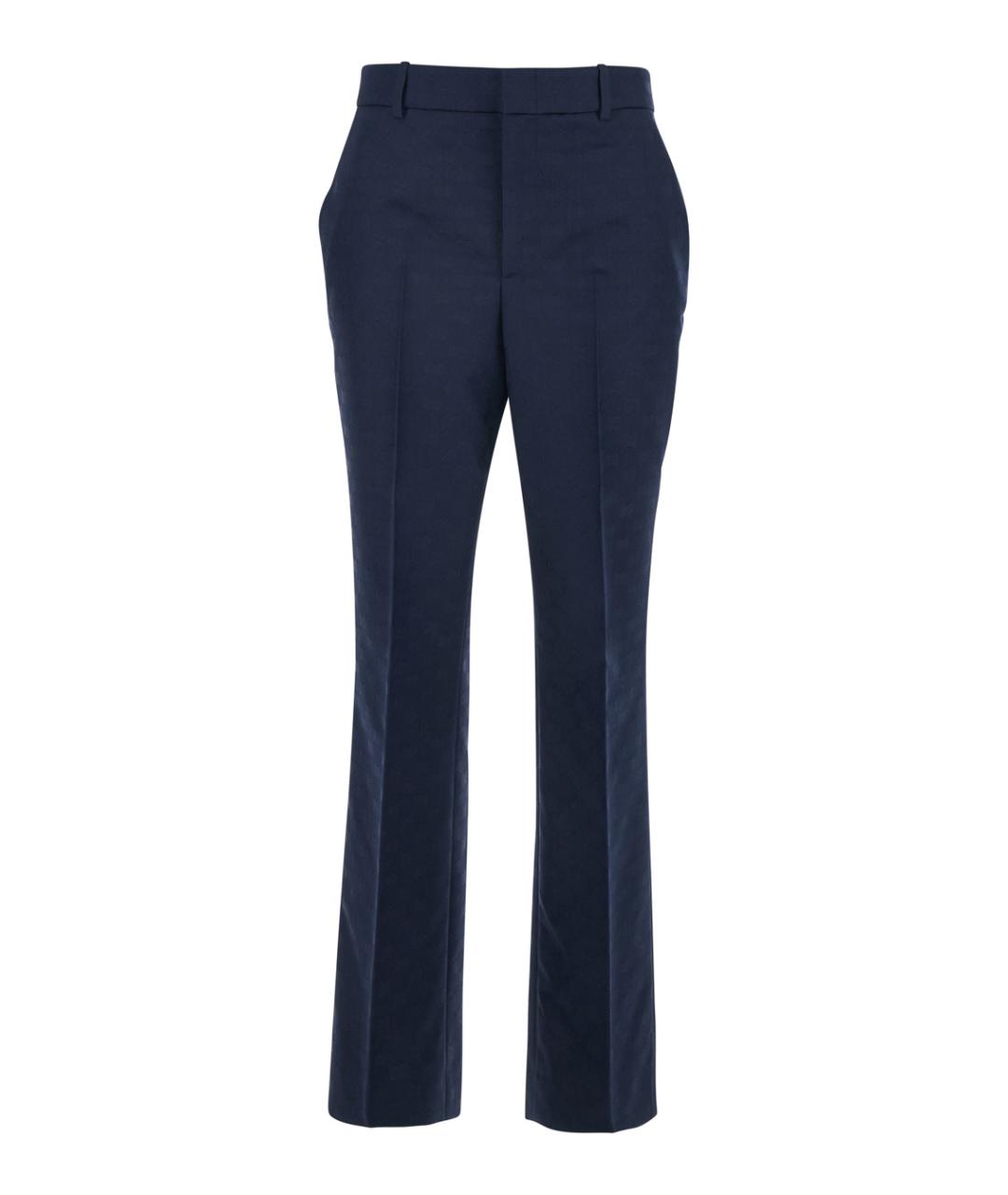 GUCCI Синие хлопковые прямые брюки, фото 1