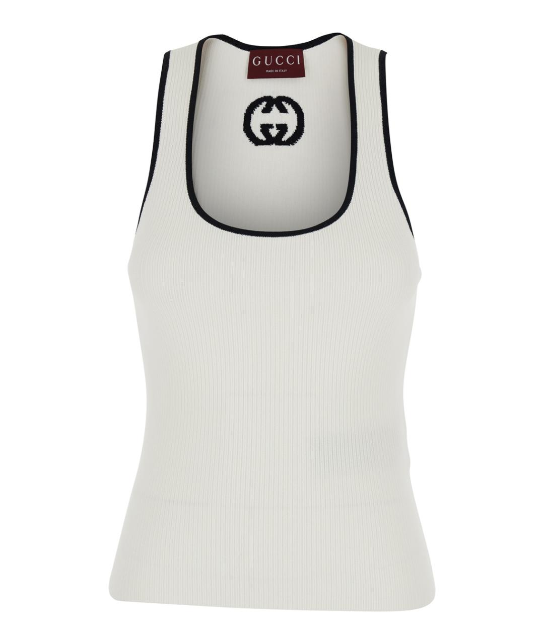 GUCCI Белая вискозная майка, фото 1