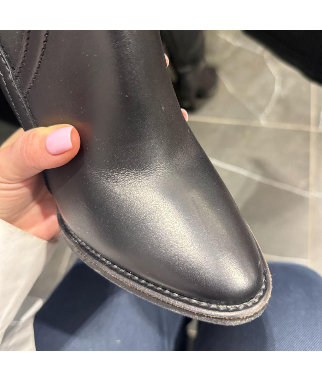 SAINT LAURENT Черные кожаные ботфорты, фото 3