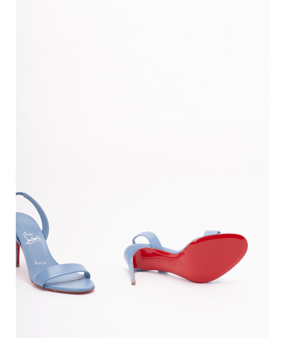 CHRISTIAN LOUBOUTIN Голубые кожаные босоножки, фото 4